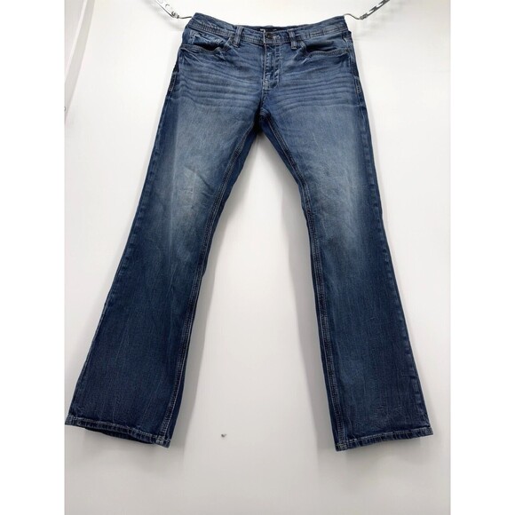 Buckle BKE Mens Jake Straight Leg Jeans Dark Wash Mid Rise Stretch 33x31 stretch - Picture 1 of 9